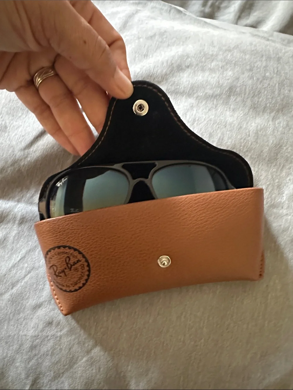 Ray-Ban Black Frame Sunglasses with Blue Tinted Lenses